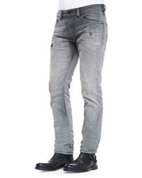 Diesel Heavy Tech Fabric Jacket Thavar 837e Distressed Slim Leg Jeans