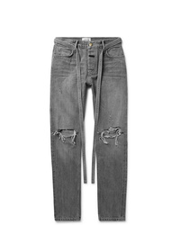 Fear Of God Slim Fit Belted Distressed Selvedge Denim Jeans