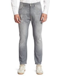 Brunello Cucinelli Straight Fit Distressed Denim Jeans
