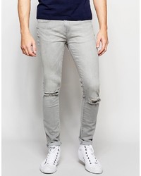 mens light grey ripped jeans