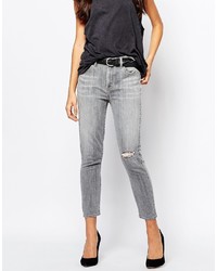 A Gold E Agolde A Gold E Sophie High Rise Ankle Grazer Skinny Jeans With Ripped Knee