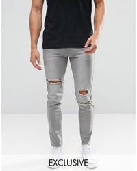 Always Rare Gray Cutter Super Skinny Jeans With Raw Hem