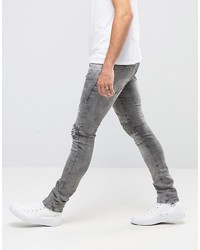 Religion Biker Jeans With Rip Repair Knee Detail In Skinny Fit With Stretch