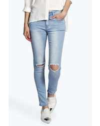 Boohoo Evie Distressed Ripped Knee Jeans