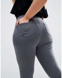 Asos Curve Curve Rivington Jeggings In Ice Gray With Knee Rips