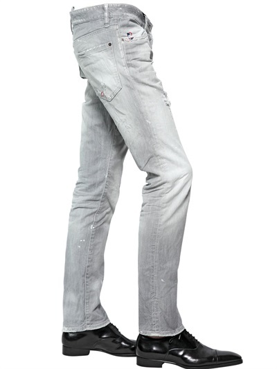 DSquared 18cm Slim Fit Washed Stretch Denim Jeans, $525 | LUISAVIAROMA