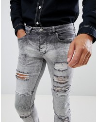 Sixth June Extreme Ripped Biker Jeans In Super Skinny Fit