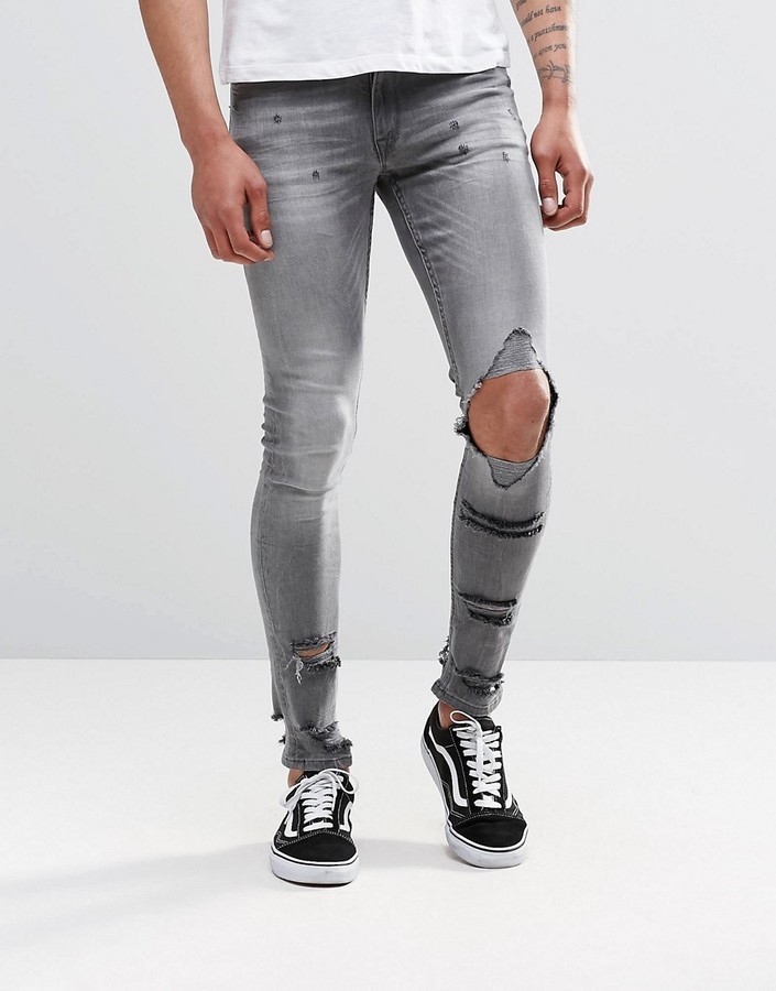 gray ripped skinny jeans