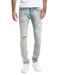 Cult of Individuality Punk Destroyed Paint Splatter Super Skinny Jeans