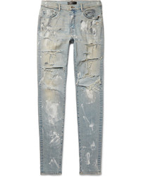 Amiri Skinny Fit Paint Splattered Distressed Stretch Denim Jeans