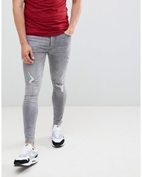 Gym King Super Skinny Jeans In Grey With Distressing