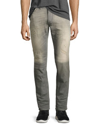 Diesel Thavar 084dv Distressed Skinny Jeans Gray
