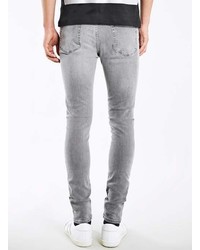 Topman Washed Grey Ripped Spray On Skinny Jeans