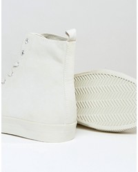Asos High Top Sneakers In Gray With Rubber Panels