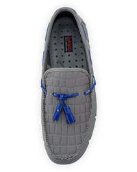 Swims Rubber Tassel Loafer With Faux Croc Trim Gray