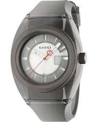 Gucci 46mm Sync Sport Watch W Rubber Strap Gray
