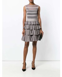 Grey Ruffle Fit and Flare Dress