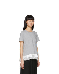 Sacai Grey Lace Ruffle T Shirt