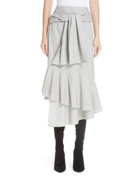 Grey Ruffle Midi Skirt