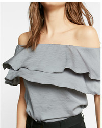 Express Satin Ruffle Off The Shoulder Blouse
