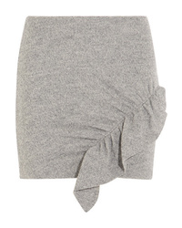 Grey Ruffle Wool Mini Skirt