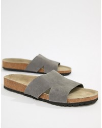 ASOS DESIGN Slide Sandals In Grey