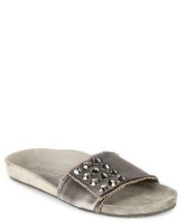 Grey Satin Flat Sandals
