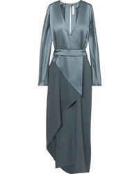 Grey Satin Midi Dress