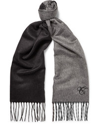 Canali Fringed Two Tone Silk And Cashmere Blend Scarf