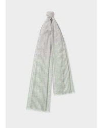 Paul Smith Grey Embroidered Pin Stripe Scarf