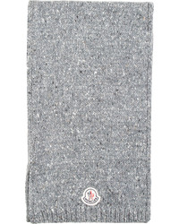 Moncler Grey Melange Knit Logo Scarf