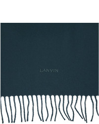 Lanvin Grey Tassel Classic Logo Embroidered Wool Scarf