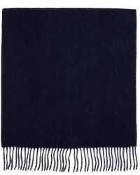 Sporty & Rich Navy Grey Wool Logo Scarf