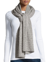 Neiman Marcus Pearly Wool Blend Scarf Gray