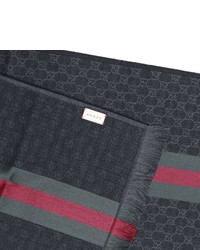 Gucci Scarf 37 X 180 Cm Wool And Silk Scarf With Web Pattern And Monogram