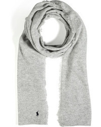 Polo Ralph Lauren Waffle Cashmere Wool Scarf In Light Grey
