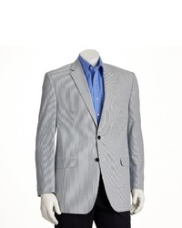 Chaps Classic Fit Blue Striped Seersucker Sport Coat