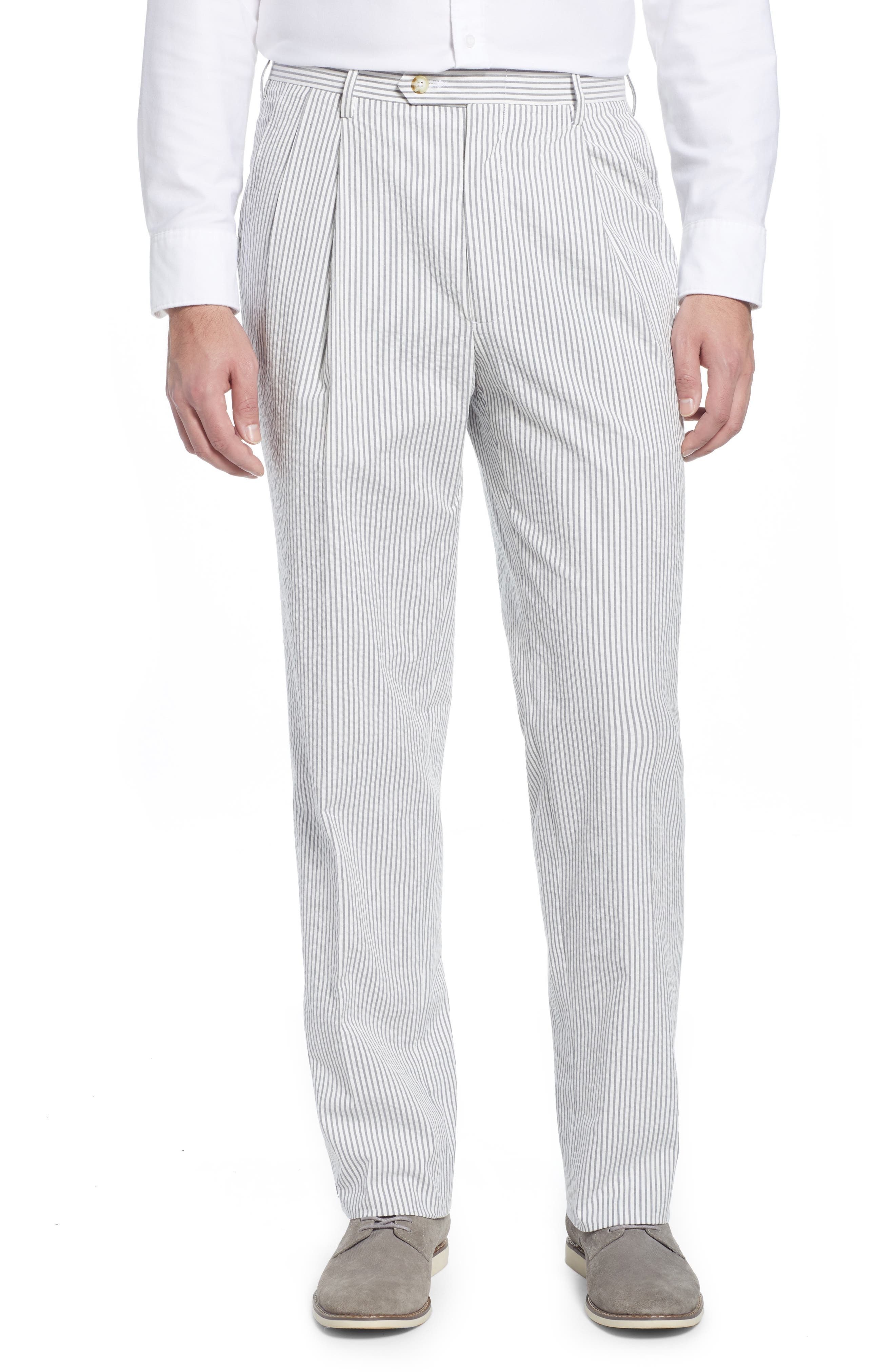 Berle Pleated Seersucker Cotton Dress Pants, $145 | Nordstrom | Lookastic