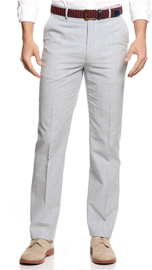 Tommy Hilfiger Pants Blue Seersucker Trim Fit | Where to buy & how to wear