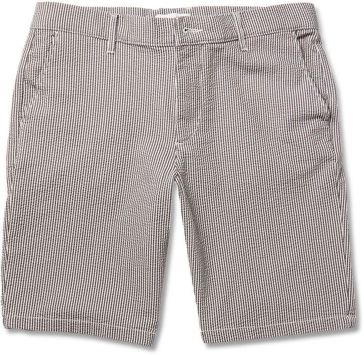 Nn07 Seersucker Cotton Blend Shorts, $135 | MR PORTER | Lookastic.com