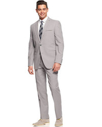Bar Iii Suit Grey Tonal Seersucker Slim Fit