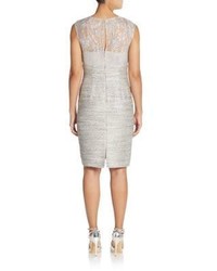 Kay Unger Sequined Metallic Lace Sheath Dress