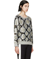 Ashish Grey Python Sequinned Sweatshirt
