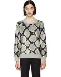 Ashish Grey Python Sequinned Sweatshirt