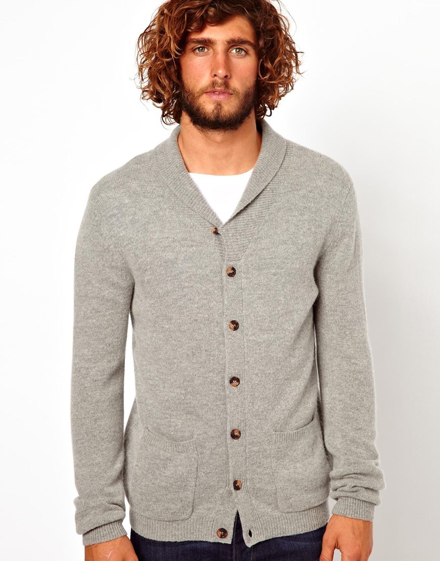 Grey Shawl Cardigan: Asos Lambswool Rich Shawl Neck Cardigan