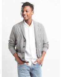 Gap Cable Knit Shawl Collar Cardigan Sweater In Combed Cotton