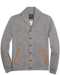 Brooks Brothers Heathered Button Front Cardigan With Rib Trim