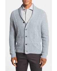 John W Nordstrom Cable Knit Shawl Collar Cashmere Cardigan