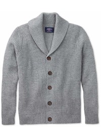 Charles Tyrwhitt Light Grey Rib Shawl Collar Wool Cardigan Size Large By