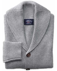 Charles Tyrwhitt Light Grey Rib Shawl Collar Wool Cardigan Size Large By